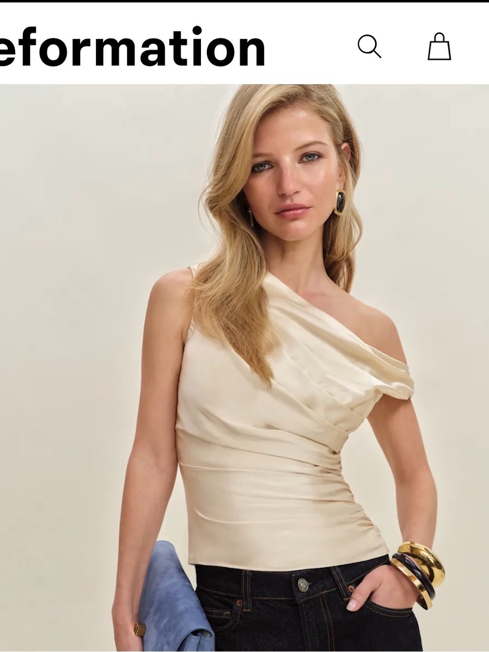 Reformation Hera Silk Top Ivory - Size 12